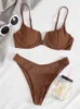 Kobiety na stroja kąpielową pchnięcia bikini damskie stałe stałe v solidne bikinis stroje kąpielowe set Sete Letnie kostium kąpielowy na plażę dla kobiet 230418