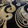 Ethnic Clothing Arrival African Embroidery Flower Dresse With Scarf Big Size Women Muslim Sequin Embroidery Long Black Lady Clothes 230417