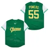 Moive Baseball 55 Kenny Powers Jerseys Eastbound and Down Cool Base Pullover All Stitched Blue Green White Team Color College Cooperstown Pullover Retire Uniform