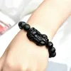 Strand 14 mm Stone Stone Black Obsidian okrągłe koraliki biżuteria pi xiu odważne żołnierze potężne sześcioosobowe mantra matowa polska bransoletka