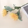 Fleurs décoratives Fleur artificielle Pincushion Crab Craw Chrysanthemum Home salon El Party Wedding Photor Decoration Fake Leaf