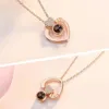 10PC Jewelry Boxes Love Projection Necklace and Exquisite Rose Gift Box Languages I Love You Pendant New Romantic Jewelry Direct Shipping 231118