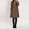 Abiti casual di base All'ingrosso-2016 Nuovo autunno inverno elegante donna casual manica lunga tasca abito solido o collo abiti larghi abiti plus size S-xxl 5 colori