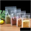 Packing Bags Transparent Stand Up Plastic Self Sealing Bag High Clear Window Coffee Snack Cookie Rice Packaging Gift Lx3413 Drop Del Dhiub