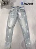 Motorcykel ksubi jeans märkesdesigner mens denim byxor mode byxor rak design retro streetwear casual treatpants lila jeans joggar byxa tvättade