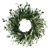 Decorative Flowers Peace Artificial Garland 45cm Olive Leaf Wreath Ornaments Green Branch Wedding Home Door Holiday Ring Decoration