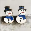 Stud Christmas Candy Snowman Noel Claus karikatür ahşap kulak saplamaları küpeler moda aksesuarları xmas hediye damla dağıtım jewelr dhgarden dhrty