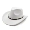 Western Cowboy Fedoras Women Men Fedora Hat Wide Brim Felt Hats Jazz Top Cap Autumn Winter Caps Trilby 2023 Fashion New