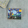 Van Goghs mästerverk målningar Starry Sky Brosch Romantic Illusion Artworks Sunset Mountain Village Emamel Pins Jewelry Fashion Jewelbrooches Jewelry