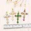 Pendant Necklaces OCESRIO Big Multicolor Crystal Cross For Necklace Copper Gold Plated Crucifix Jewelry Making Supplies Wholesale Pdtb078