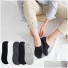 Mens meias 5 pares homens casual invisível curto cor sólida carta impressão barco sox antiderrapante confortável respirável algodão tornozelo gota deli dhey3