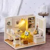 ArchitectureDIY House DIY Hut Study Room Toys Kit Princess Doll House Handmade Model Furniture 3D Wooden Miniature Dollhouse Toys for Birthday Gifts 230417