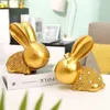 Décorations de Noël Couple créatif mignon lapin résine maison ornements de bureau cadeaux d'éléphant d'or Figurines décoratives 231117