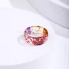 Mode transparante dikke epoxyhars ringen schattige veelkleurige gedroogde bloemenvingerringen voor vrouwen feestjuwelen geschenken modejuwelen