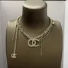 19 Style Fashion Women Pearl Necklace Brand Pendant Chain 40cm med logotyp Officiell storlek 925 Silver O-C Pinzircon Letter Necklace Cuban Chain Hip Hop Style Fade Never Fade