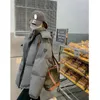 Womens Down Parkas Grey down jacket Black hooded fashion American street clothing Y2K style duck winter short 231118