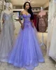 Elegant Purple A Line Prom Dresses Long for Women Sweetheart 3D Flowers See Through Tiered Tulle Formal Wear Special Occasion Birthday Pageant Evening Gowns