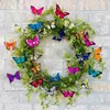 Dekorativa blommor i vackra för våren fjärilar trädgård kransdekor dörr 24 "bröllop dekoration
