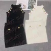 Conjunto de vestido de chaleco para mujer Sexy Halter Tank Tops Faldas ajustadas de alta elasticidad Vestidos de punto de verano