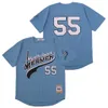 Moive Baseball 55 Kenny Powers koszulka na wschód i pucha chłodna baza pullover wszystkie zszyty niebieski zielony biały zespół Coll College Cooperstown Pullover emeryt mundur