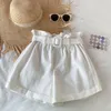 Shorts baby för flickor avslappnade solida barn barn byxor koreanska informales casues sommar tunna barnkläder 4 11y 230417