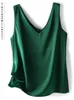 Kvinnors tankar Camis Woman T-shirts Elegant Silk Satin Blue ärmlös kvinnlig Summer Casual Loose Tanks och Camis Solid Green Tops for Women 230417