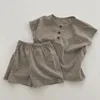 Наборы одежды рождены детская одежда мальчик, повседневное в западном стиле полосатое, костюм для футболки, девочка, детская хлопковое треугольное, костюмы 230418