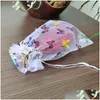 Gift Wrap Organza Yarn Bag Gifts Bronzing Butterfly Jewelry Dstring Candy Bags Drop Delivery Home Garden Festive Par Dhgarden Dhcks