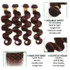 Кусочки волос окрашенные пучки с закрытием волны тела бразильская плетение человеческого плетения HD Кружевое омбр -коричневое плетение 230417