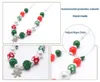 baby christmas jewelry gift charm snowflake pendant necklace handmade girls Red Green bubblegum bead necklace adjustable rope