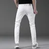 Jeans para hombres diseñador Nuevos jeans de verano para hombres puro algodón de marca en blanco y negro pies pequeños elásticos ajustados versión coreana simple 9I1B