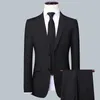Suits Mens Blazers High Quality Blazer Waistcoat byxor Män Enkelt företag Elegant mode Jobbintervju Gentleman Suit Slim 3-Piece 230418