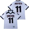 High School Football 11 Baker Mayfield Jerseys Cavaliers Lake Travis Moive Black White Team Color Away Hafdery oddychające college retro retro czystą bawełnę