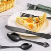 Royal Type 20st High Quality Table Boy Set Rostfritt stål Flatvaruvarutskär Black Spoon Fork Kniv Middagsilver Silver L230704