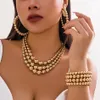 Ensembles de bijoux de mariage 3 pièces ensemble exagéré CCB matériel grande boule collier Bracelet boucle d'oreille ensemble pour les femmes Punk gros épais clavicule fête cadeau 231117