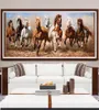 Картины Современная картина на холсте Семь белых лошадей Плакаты Печать Настенная картина для гостиной Спальня Декоративный домашний декор B4138592