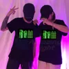T-shirts masculina som Equalizador ativo EL TREVELIZAÇÃO Equalizador de camisa Light Up Down Led camise