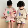 Ensembles de vêtements Casual Cartoon T-shirt Garçons Mignon Fruit Imprimer Pull Tshrt Enfants Mince Respirant Coton Shorts D'été Doux Homewear Costume 230417