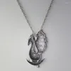 Pendentif Colliers Dragon En Bateau Collier Punk Ailé Argent Couleur Femmes Cou Bijoux Déclaration En Gros