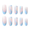 False Nails 24st Long Round Head Press On Nail Art Seamless Demongable Fake with Lim Ballet Coffin Wingle Blue Reusable 230418