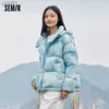 Mulheres para baixo parkas semir jaqueta feminina h-tingido todo com capuz pão casaco na moda inverno doce legal oversize jacketl231118