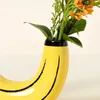 Vases Banane Vase éclectique Unique banane résine Vase en jaune fleurs arrangements bureau vase décoration salon décoration de la maison 231117