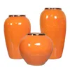 VASES CERAMIC VASE HOME DECOR ORANGE TABLE ORANGE TABLE ORANGE TEABLE FOLLUTY POT DECORACIN HOGAR FLOREROS DECORATIVOS MODENO NORDIC ARTリビングルーム装飾Y23