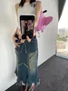 Skirts Y2K Women Korean Fashion Kawaii Harajuku Star Knee Length Midi Long Skirt Gothic Grunge Jeans Denim Maxi Skirts Emo Clothes 231117