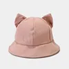 Cappello per cappello da secchio per gatti da cartone animato per ragazza cotone cupola da sole Donne corean primavera estate panama cappello da sole esterno solido