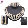 Women African Beads Jewelry Sets Gold Colorful Necklace Earring Ring Bangle Bridesmaids Jewelry Set