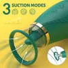 Cralitol Sucer Vibromasseur Sex Toys, 3 Sucer 9 Modes de Léchage Mamelons Clitoris Sucker pour un Orgasme Rapide, Vibrateurs de Langue Jouets Adultes pour Femmes Couples-Vert