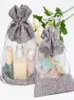 10x14cm Clear Window Jute Gift Bag Burlap Party Favor Sack Bag Linen Drawstring Pouch Organza Jewelry Gift Candy Bag SN13939522892