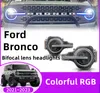 Farol led para ford bronco raptor 20 21-2023 lente bifocal conjunto de farol drl luzes rbg atualização