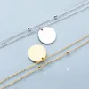 Silver Color Double Layer Round Disc Pendant Necklace Gold Color Bead Chain Charm Necklace For Women Jewelry S-N574 Fashion JewelryNecklace chain necklace